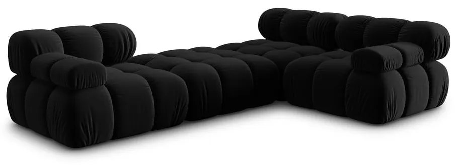 Черен ъглов диван от кадифе Bellis - Micadoni Home