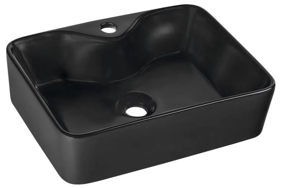 Sapho - Мивка за плот BALENA 48x37 cm, матово черно покритие