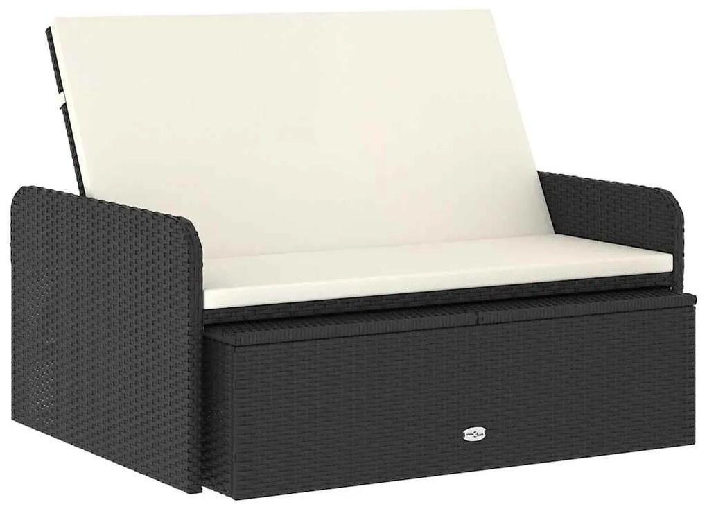 46078 vidaXL Градински комплект с възглавници, 2 части, черен полиратан