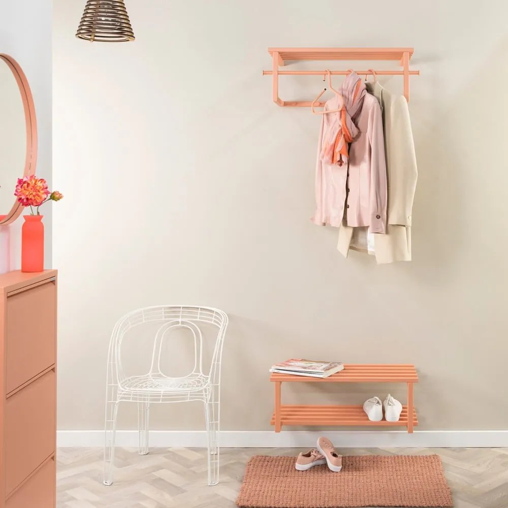 Метална стенна закачалка в цвят сьомга с рафт 76 cm Marco – Spinder Design