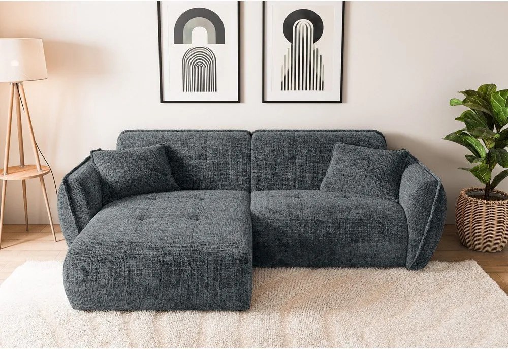 Тъмносив шенилов ъглов диван (ляв ъгъл) Nelia – Ropez