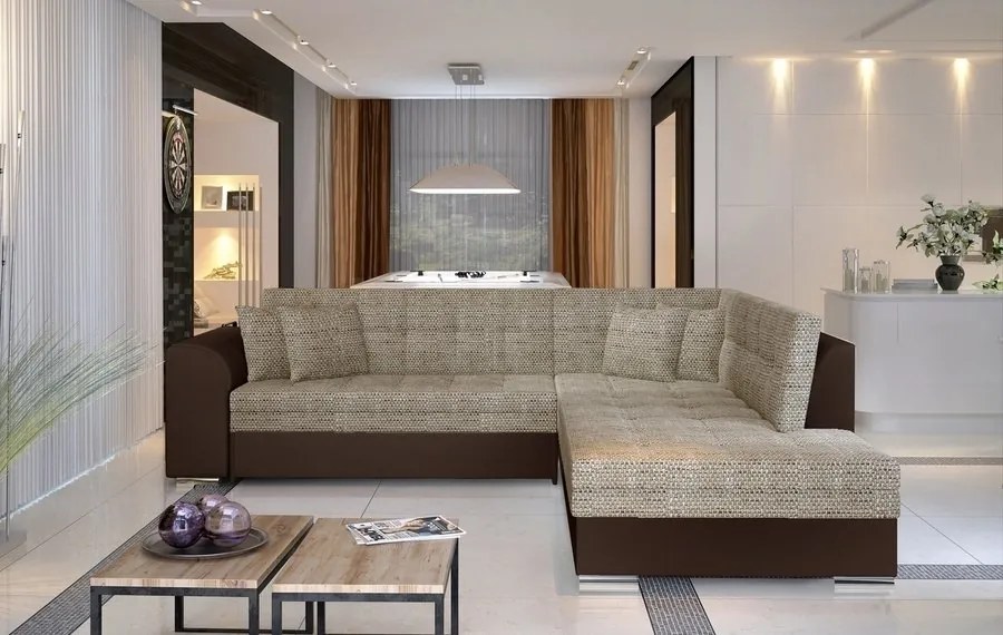 Ъглов диван Pueblo-Right-Brown-Beige