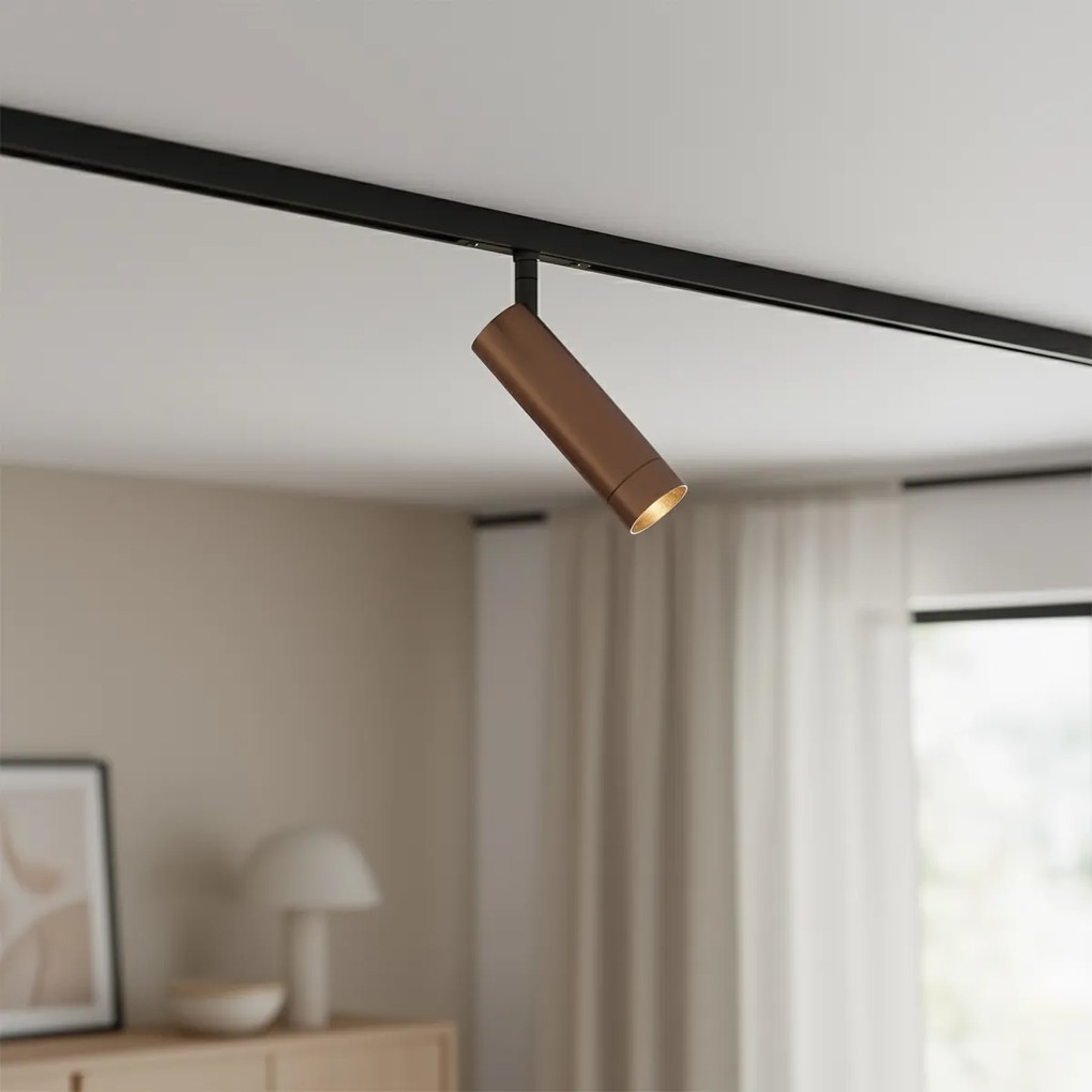 Модерен тъмнобронзов прожектор за 1-фазна релсова система GU10 35mm - Slimline Uzzy