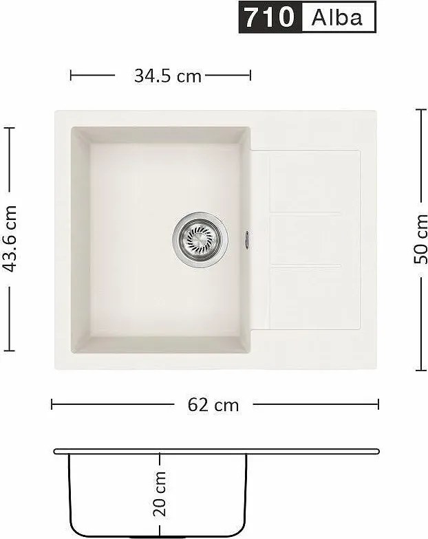 Eurolux FERETA 62.1 SI Композитна мивка за вграждане