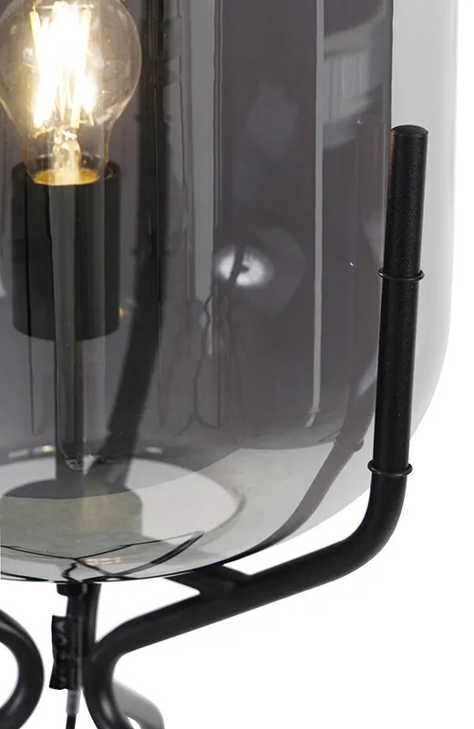 Интелигентна подова лампа черна с WiFi A60 опушено стъкло - Bliss