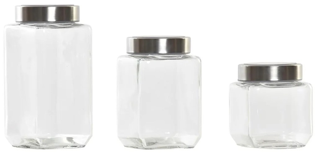 3 Тубички DKD Home Decor Кристал Неръждаема стомана (500 ml) (750 ml) (1L) (3 Части)