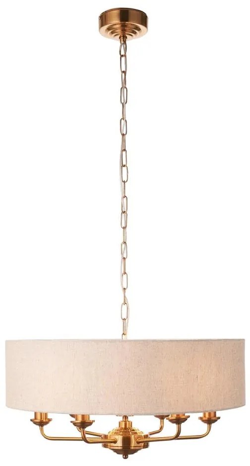 Endon 110722 - Полилей на верига HIGHCLERE 6xE14/40W/230V бежов/месинг Ø 55 см