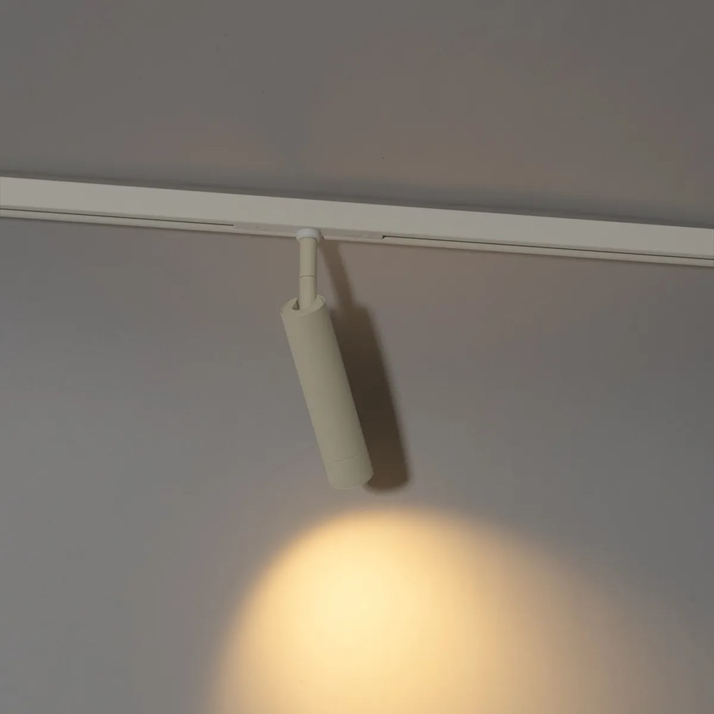 Модерен прожектор бежов с бял за 1-фазова релсова система - Slimline Uzzy