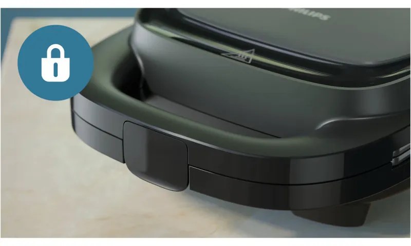 Сандвич тостер Philips HD2331/90 Series 3000, 750 W, За 2 филии/4 триъгълни сандвича, Незалепващи алуминиеви плочи, Черен