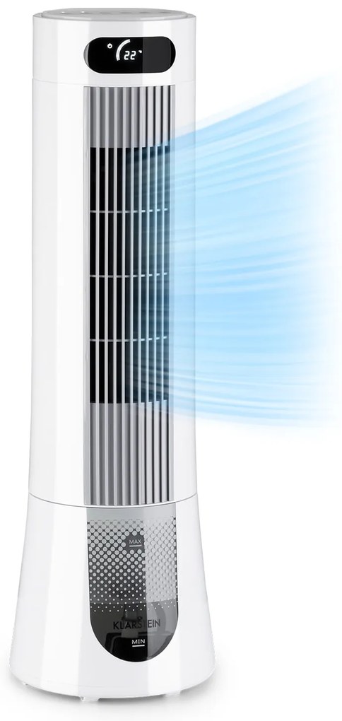 Klarstein Skyscraper Frost, охладител на въздуха, вентилатор, 45 W, 7 литра, 2 охлаждащи пълнителя, мобилен