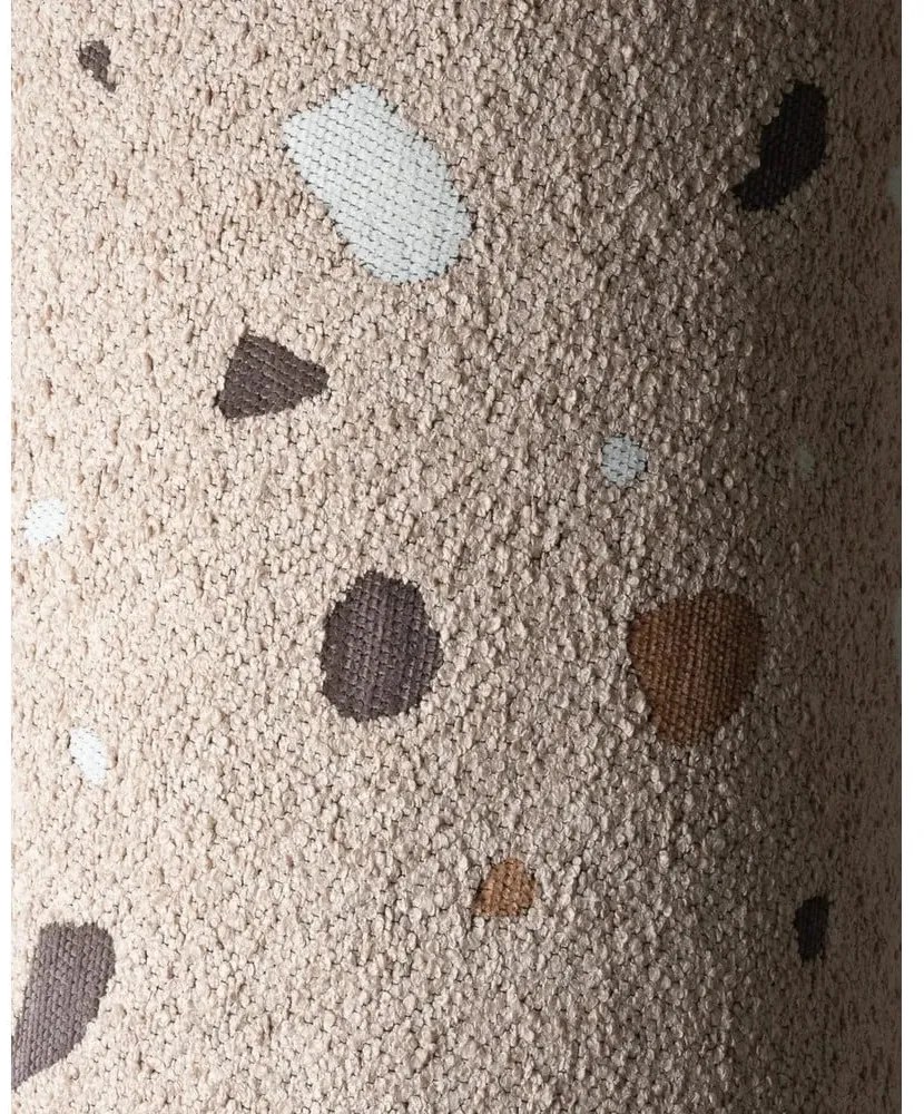 Светлокафяв детски пуф от букле и шенил Terrazzo Square – Wigiwama