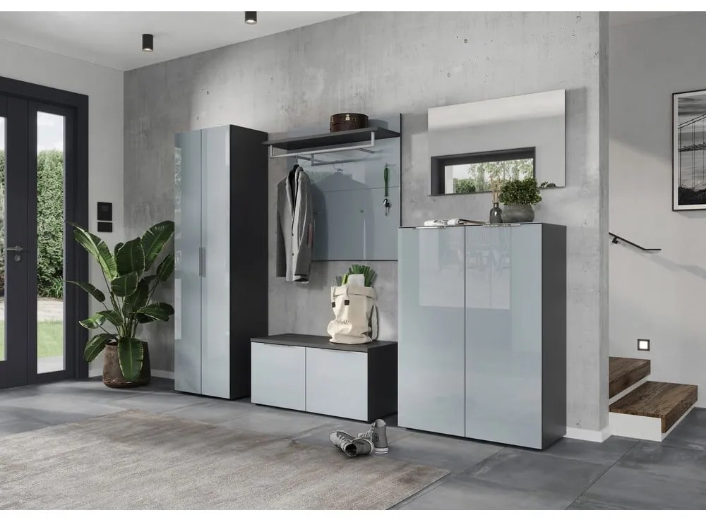 Сив шкаф за обувки с пейка Genova - Germania