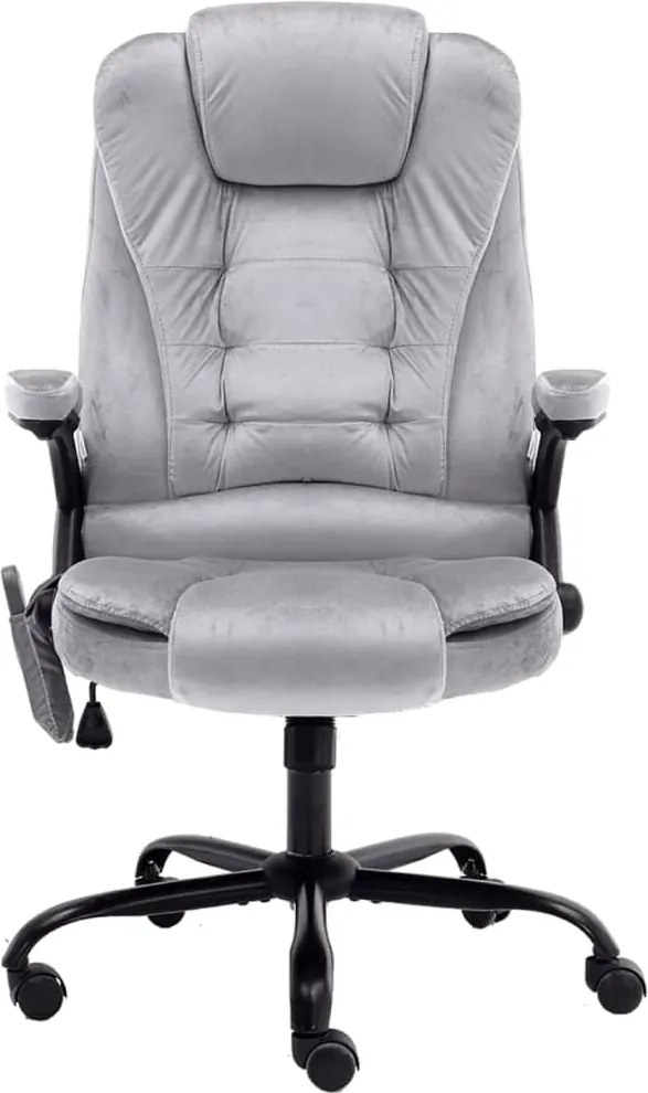 20573 vidaXL Масажиращ офис стол, светлосив, кадифе