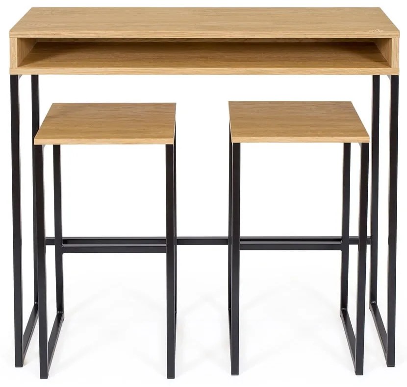Черен/в естествен цвят бар стол от декор от дъб Frame – Woodman