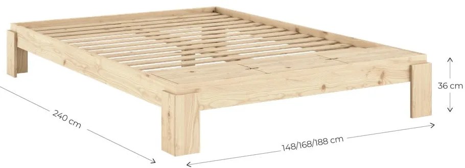 Двойно легло от масивен бор с включена подматрачна рамка в естествен цвят 180x200 cm Layers – Karup Design