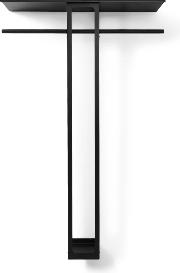 Черна стоманена стенна закачалка с рафт 100 cm Luno Large – Spinder Design