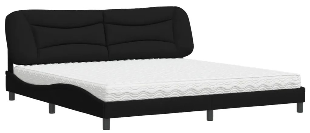 3208557 vidaXL Легло с матрак Hvar, черно, 200x200 см, плат