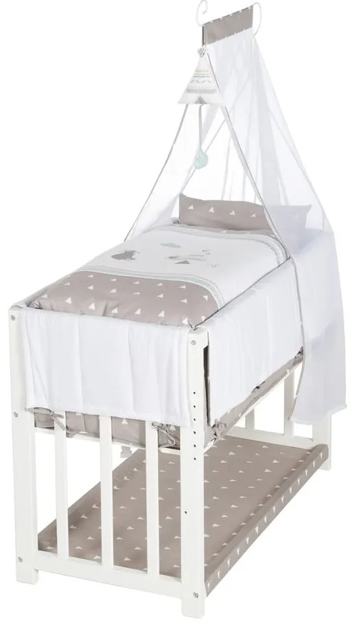 Бяла люлка с място за съхранение и сенник 90x45 cm Indibär - Roba