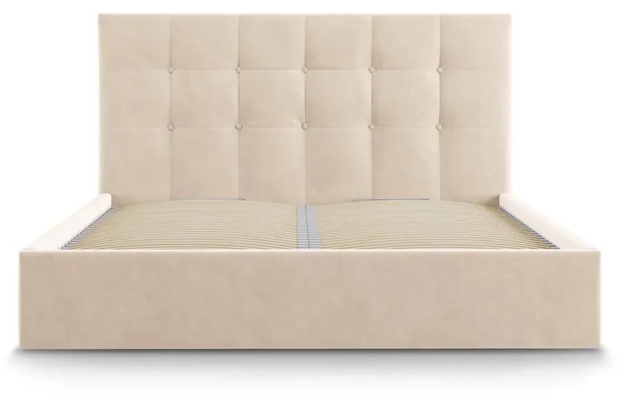 Бежово кадифено двойно легло , 160 x 200 cm Nerin - Mazzini Beds