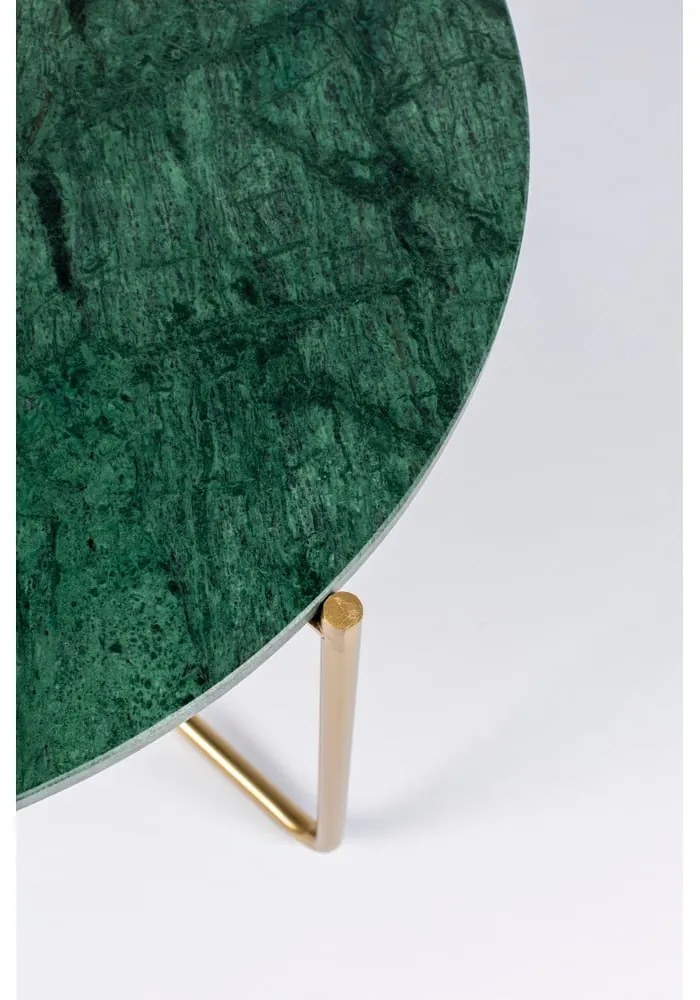 Кръгла масичка за кафе с мраморен плот в зелен и златист цвят ø 70 cm Timpa – White Label