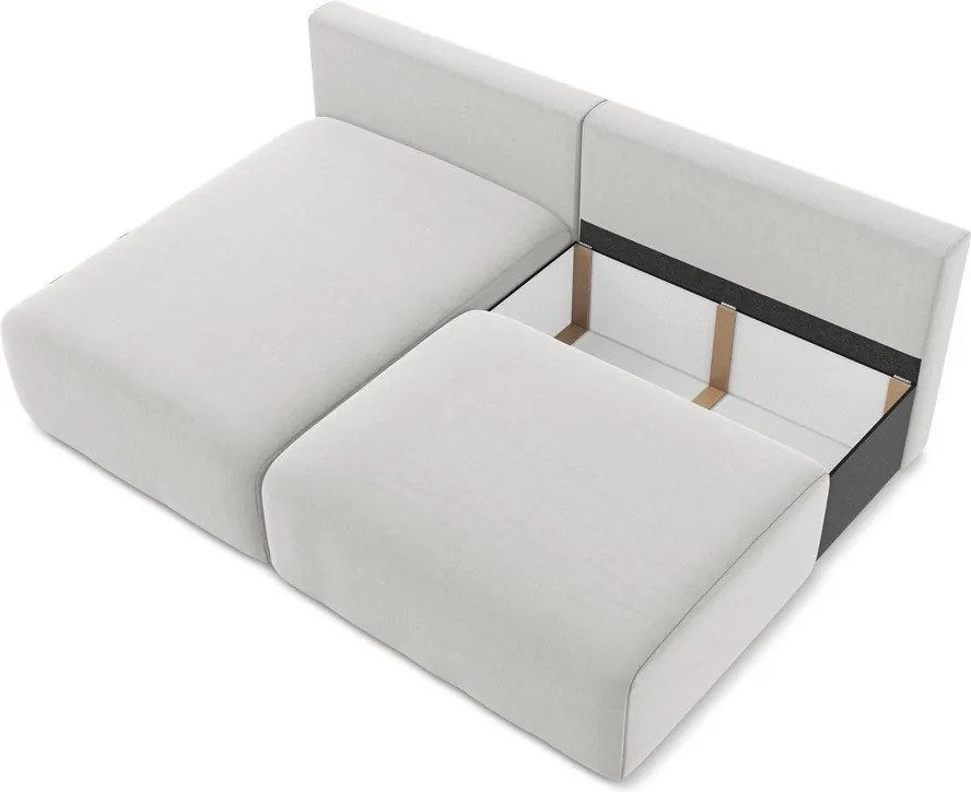 Светлосив кадифен сгъваем/с място за съхранение ъглов диван (ляв ъгъл) Kalena – Makamii