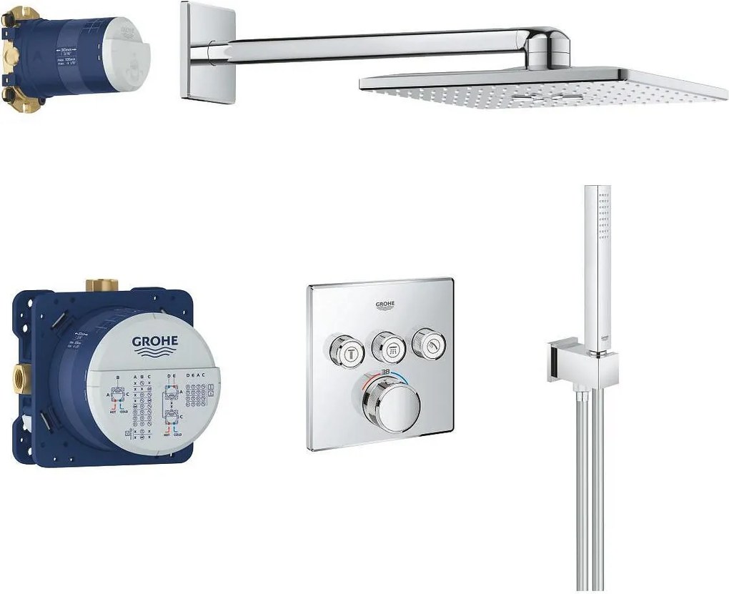 Grohtherm SmartControl Душ гарнитура с Rainshower SmartActive 310 Cube