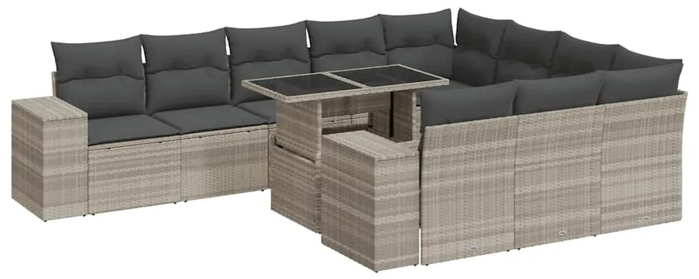 3326873 vidaXL Градински комплект с възглавници, 11 части, светлосив полиратан