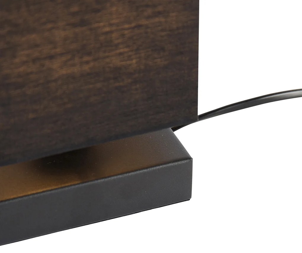 Лампа за маса черна с черен абажур, сензорен превключвател и безжично зарядно - Ромина