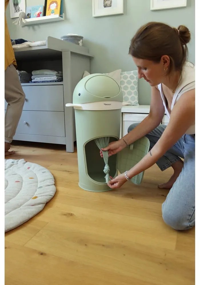 Зелено пластмасово кошче за пелени 25 l Whale – Kindsgut