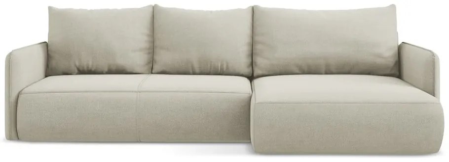 Кремав разтегателен ъглов диван с място за съхранение (десен ъгъл) Nanea – Makamii