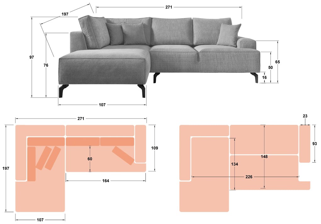 Разтегателен ъглов диван Хари