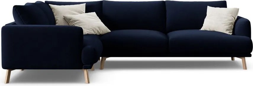 Тъмносин кадифен ъглов диван (ляв ъгъл/L форма) Naomi – Micadoni