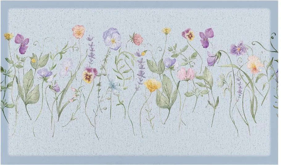 Изтривалка от PVC 40x70 cm Blue Wild Flowers – Artsy Doormats