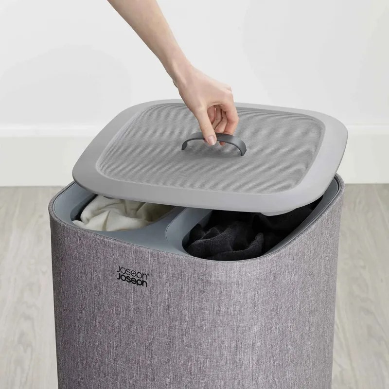 Разопакован: Кош за пране Joseph Joseph 50001, 60 l, Дръжки за пренасяне, 2 разделения, Сив