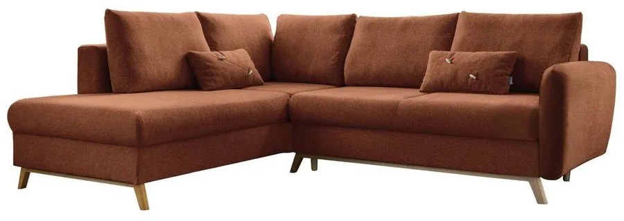 Оранжев ъглов разтегателен диван ляв ъгъл, Scandic Lagom - Miuform