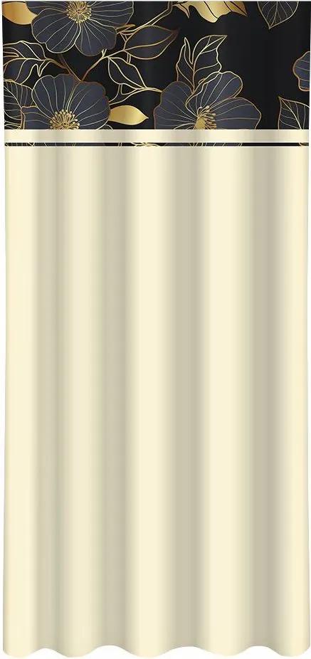 Класическа кремава завеса с принт на златни цветя Ширина: 160 см | Дължина: 270 см