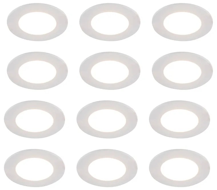 Комплект от 12 бели вградени спотове Вкл. LED Dim to Warm 7W IP65 - Blanca