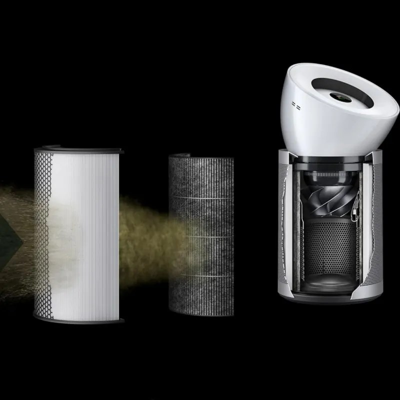 Пречиствател за въздух Dyson Purifier Big+Quiet Formaldehyde BP02 304511-01, 50W, 100 м2, 90 l/s, 10 скорости, 2 въздушни потока, LCD дисплей, Тиха работа, Бял/сребрист