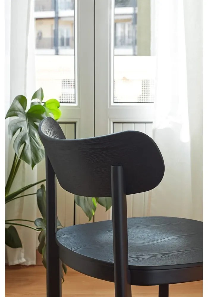 Черен трапезен стол в декор от пепел Nara - Teulat