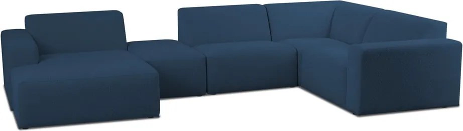 Тъмносин ъглов диван от букле ("U" форма) Roxy – Scandic