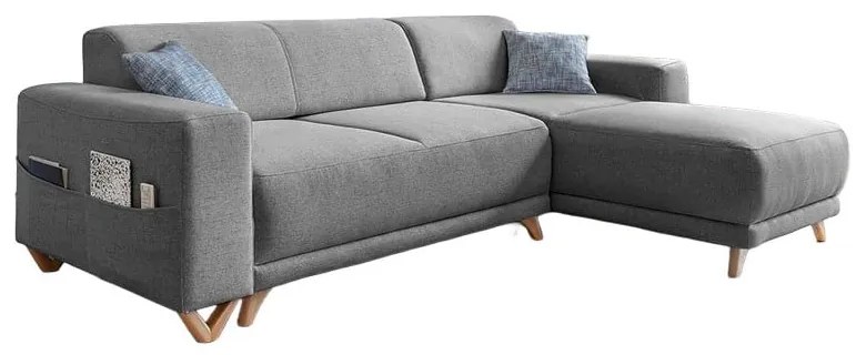 Сив разтегателен/с място за съхранение ъглов диван Classy Sophie – Miuform
