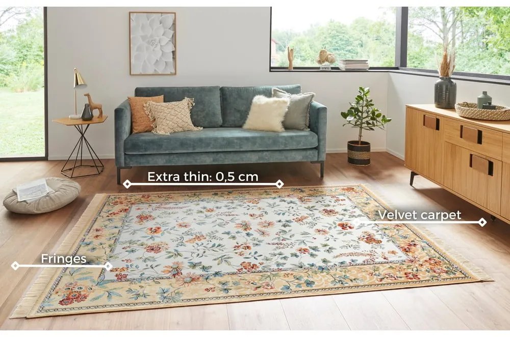 Бежов килим от вискоза 95x140 cm Oriental – Nouristan