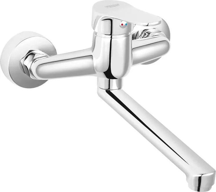 Едноръкохватков смесител Isso за кухненски умивалник, за стенен монтаж, хром, BIS5