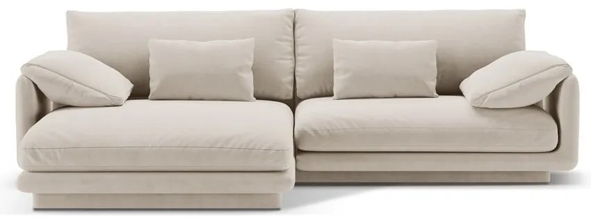 Бял кадифен ъглов диван (ляв ъгъл) Torino – Micadoni