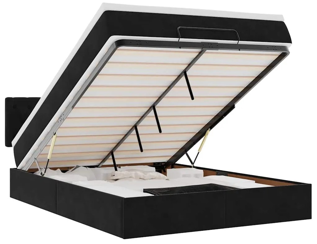 3312694 vidaXL Османска легло с матрак и LED, черно, 140x190 см, кадифе