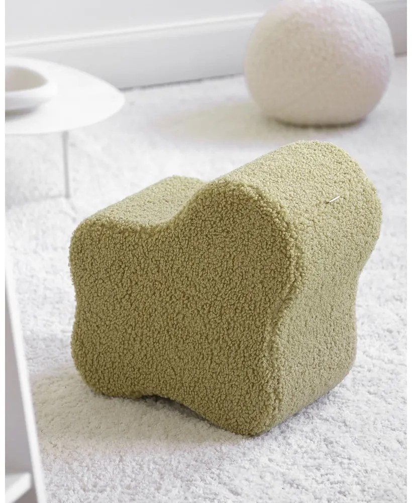 Зелен детски пуф от букле Cloud – Wigiwama