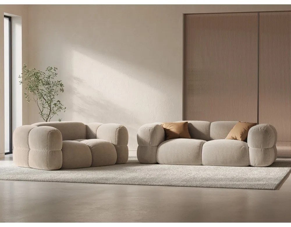 Бежов кадифен диван 210 cm Loretto – Cosmopolitan Design