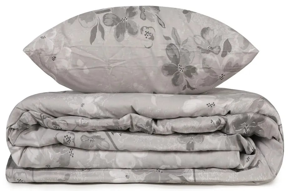 Сиво единично спално бельо от памук Renforcé 140x200 cm Elena – Mijolnir