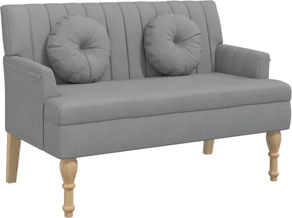 372130 vidaXL Пейка с възглавници, светлосиво, 113x64,5x75,5 см, плат