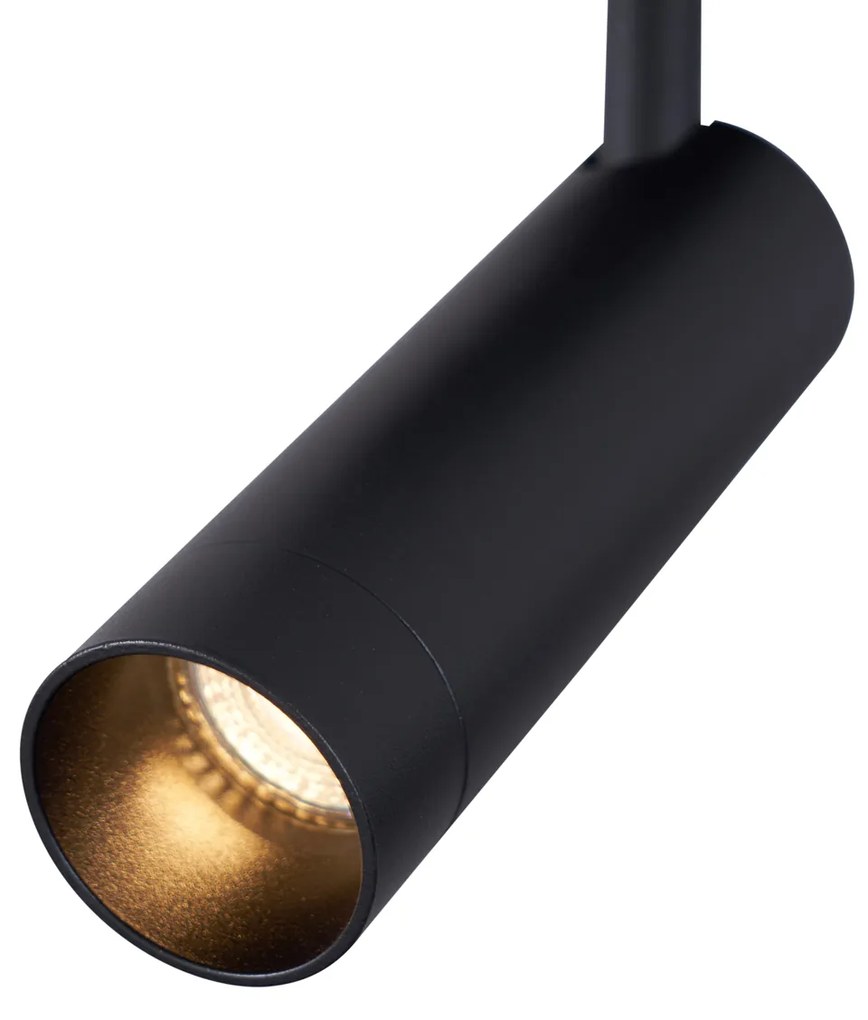 Заоблен таванен прожектор черен GU10 35mm 3-светлини регулируем - Kate